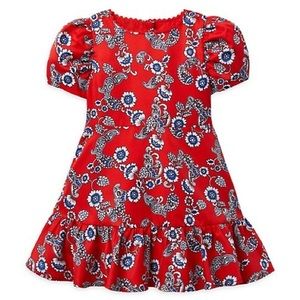 Janie and Jack Red Paisley Dress, Size 12-18 months